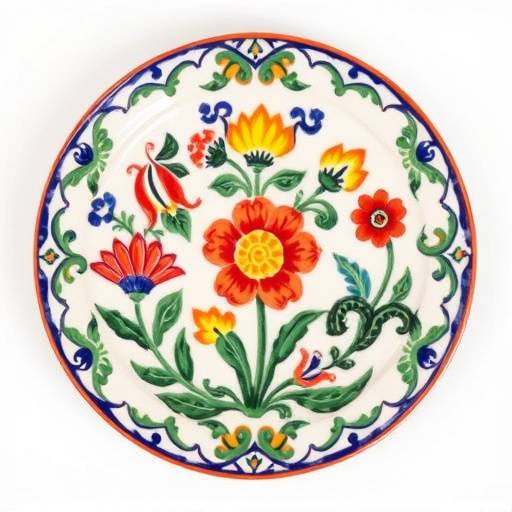 Piatto in ceramica di Caltagirone dipinto a mano con motivi tradizionali